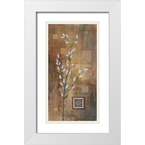 Willow Branch I White Modern Wood Framed Art Print with Double Matting by Marcon, Michael