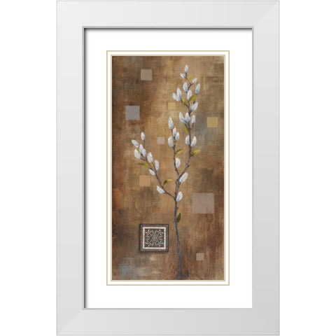 Willow Branch II White Modern Wood Framed Art Print with Double Matting by Marcon, Michael