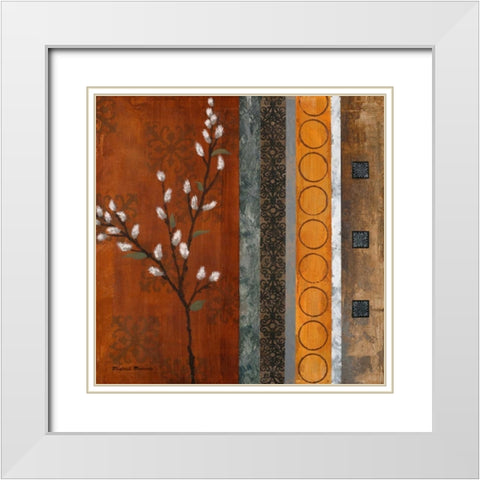 Willow Stems I White Modern Wood Framed Art Print with Double Matting by Marcon, Michael