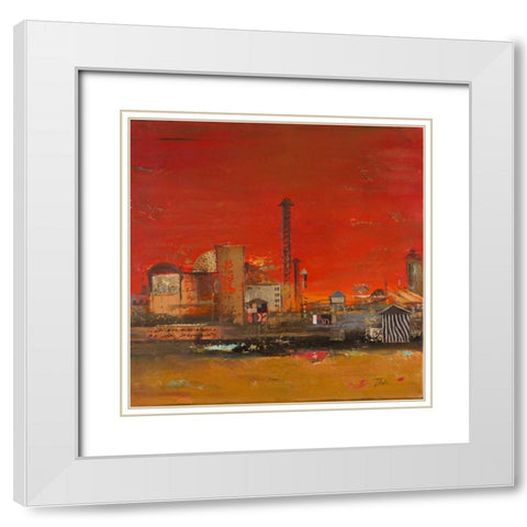 Crazy City I White Modern Wood Framed Art Print with Double Matting by Pinto, Patricia