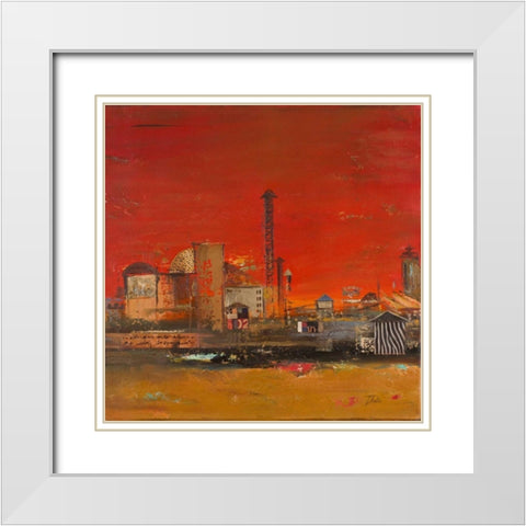 Crazy City I White Modern Wood Framed Art Print with Double Matting by Pinto, Patricia