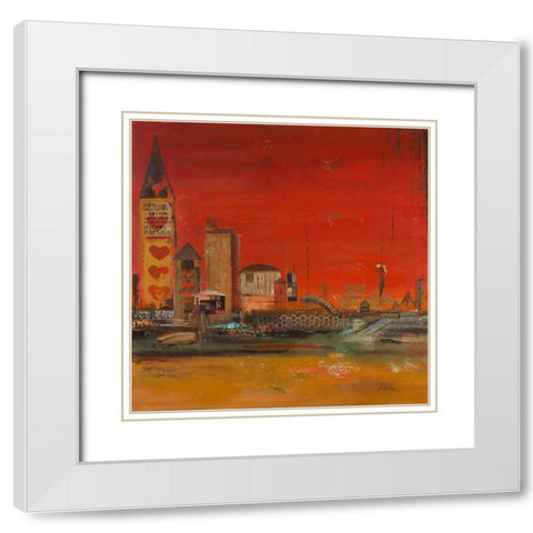 Crazy City II White Modern Wood Framed Art Print with Double Matting by Pinto, Patricia