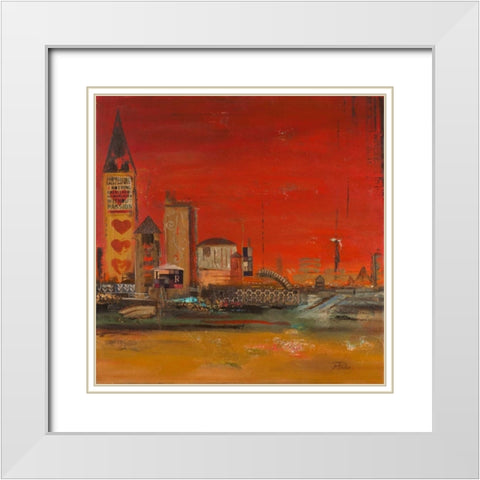 Crazy City II White Modern Wood Framed Art Print with Double Matting by Pinto, Patricia