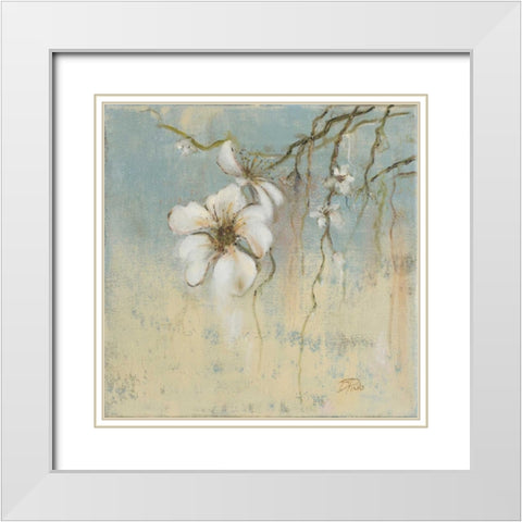 Cherry Blossom I White Modern Wood Framed Art Print with Double Matting by Pinto, Patricia