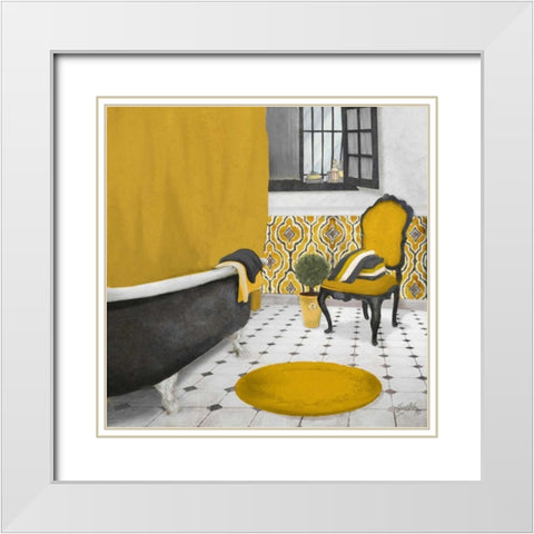 Sundance Bath I - yellow White Modern Wood Framed Art Print with Double Matting by Medley, Elizabeth