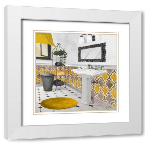 Sundance Bath I - yellow White Modern Wood Framed Art Print with Double Matting by Medley, Elizabeth