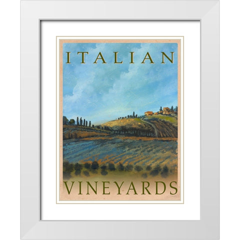 Italian Vineyards White Modern Wood Framed Art Print with Double Matting by Kingsley