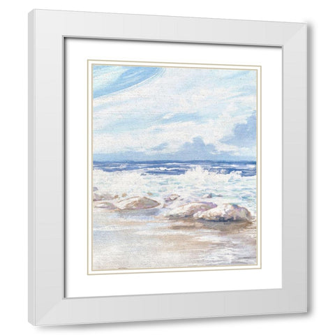 Crashing Waves White Modern Wood Framed Art Print with Double Matting by Kingsley