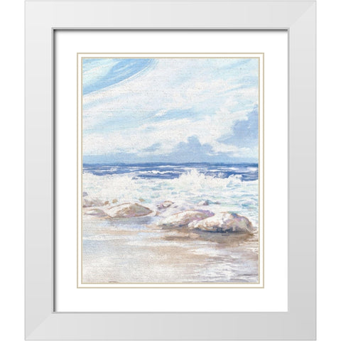 Crashing Waves White Modern Wood Framed Art Print with Double Matting by Kingsley
