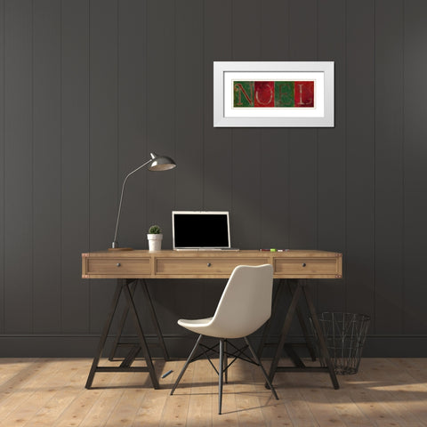 NOEL White Modern Wood Framed Art Print with Double Matting by Pinto, Patricia