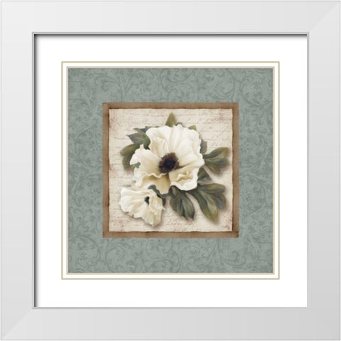 Silversage Flower I White Modern Wood Framed Art Print with Double Matting by Medley, Elizabeth