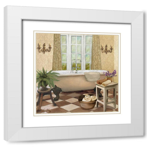 French Bath I White Modern Wood Framed Art Print with Double Matting by Medley, Elizabeth