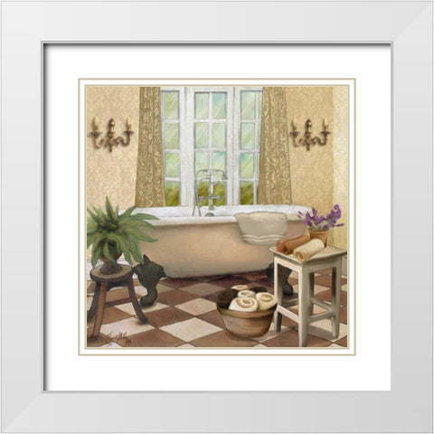 French Bath I White Modern Wood Framed Art Print with Double Matting by Medley, Elizabeth