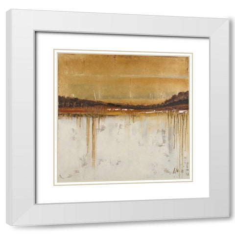 Melting Gold II White Modern Wood Framed Art Print with Double Matting by Pinto, Patricia