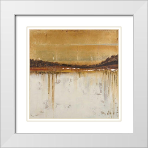 Melting Gold II White Modern Wood Framed Art Print with Double Matting by Pinto, Patricia
