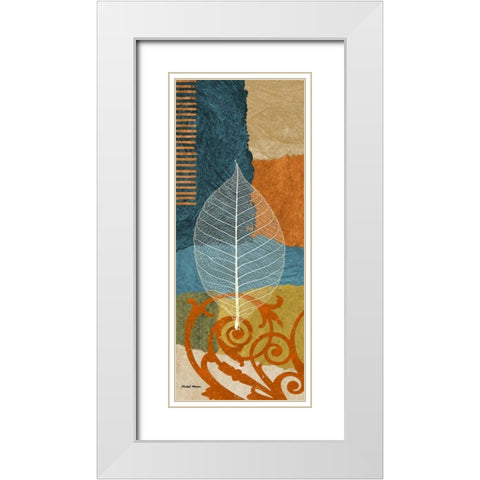 Blue Leaf I White Modern Wood Framed Art Print with Double Matting by Marcon, Michael