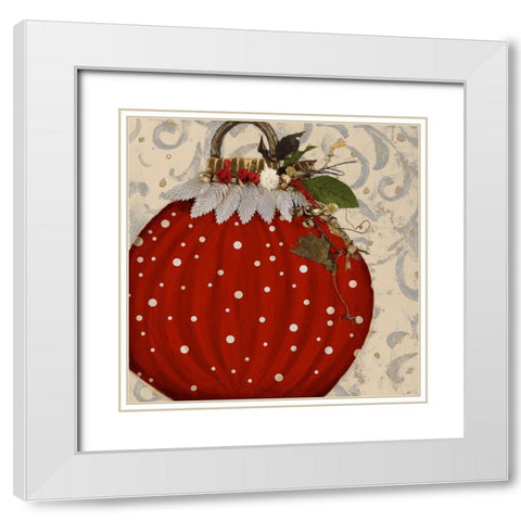 Red Ornament I White Modern Wood Framed Art Print with Double Matting by Pinto, Patricia