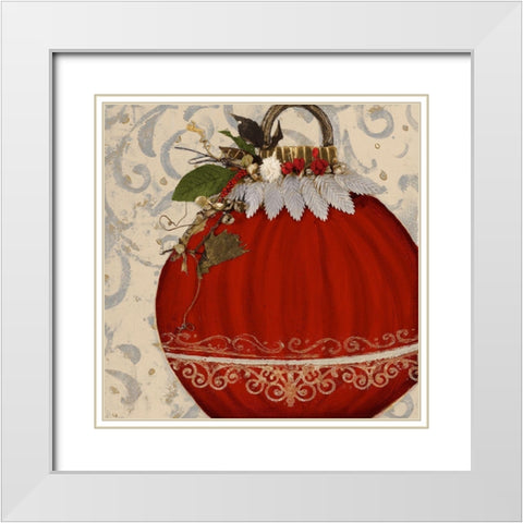 Red Ornament II White Modern Wood Framed Art Print with Double Matting by Pinto, Patricia