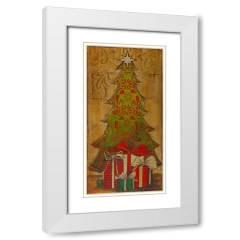 Christmas Tree I White Modern Wood Framed Art Print with Double Matting by Pinto, Patricia