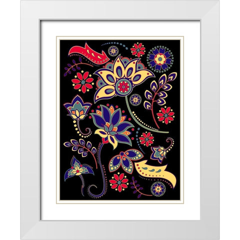 Floral Fiesta White Modern Wood Framed Art Print with Double Matting by Josefina