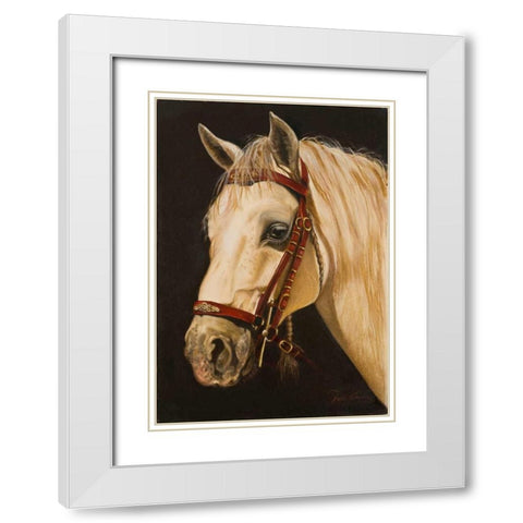 Horse White Modern Wood Framed Art Print with Double Matting by Arenas, Nelly