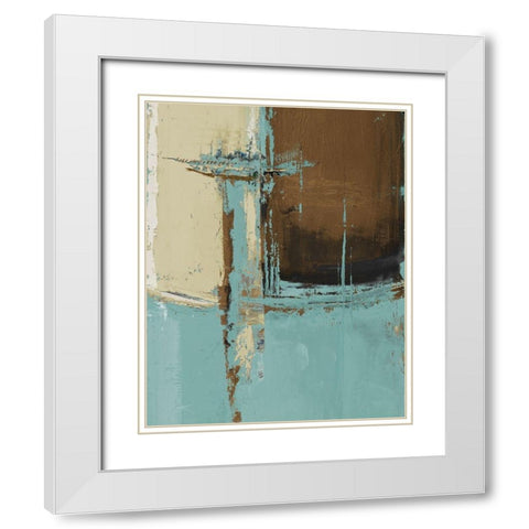 Oxido on Teal I White Modern Wood Framed Art Print with Double Matting by Pinto, Patricia