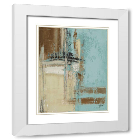 Oxido On Teal II White Modern Wood Framed Art Print with Double Matting by Pinto, Patricia