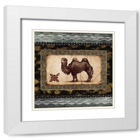 African Expression Square I White Modern Wood Framed Art Print with Double Matting by Marcon, Michael