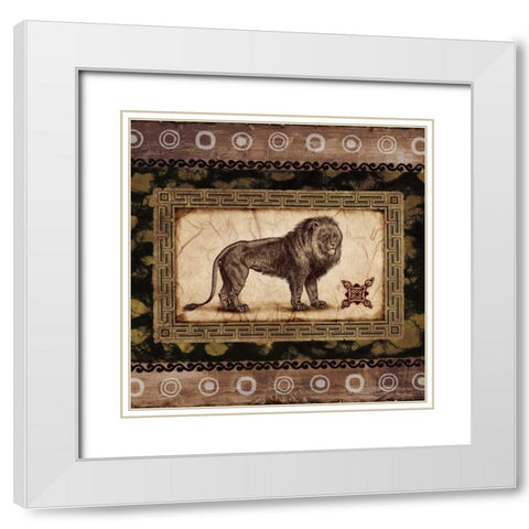 African Expression Square II White Modern Wood Framed Art Print with Double Matting by Marcon, Michael