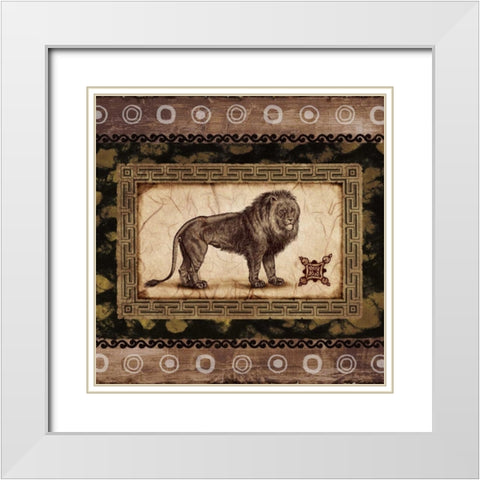 African Expression Square II White Modern Wood Framed Art Print with Double Matting by Marcon, Michael