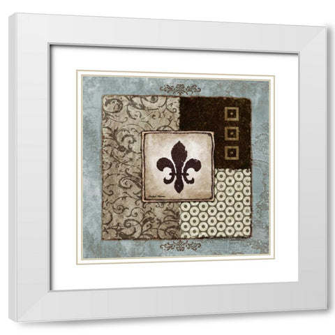 Fleur de Lis I White Modern Wood Framed Art Print with Double Matting by Marcon, Michael