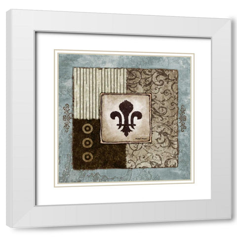 Fleur de Lis II White Modern Wood Framed Art Print with Double Matting by Marcon, Michael