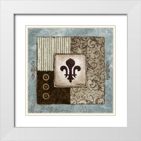 Fleur de Lis II White Modern Wood Framed Art Print with Double Matting by Marcon, Michael