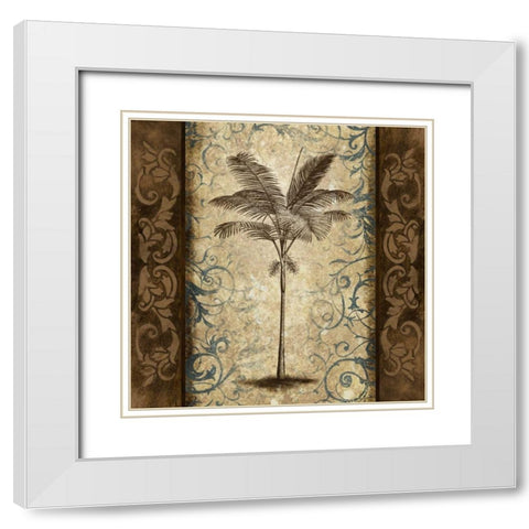 Palm Square I White Modern Wood Framed Art Print with Double Matting by Marcon, Michael