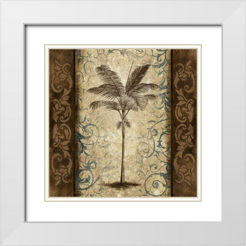 Palm Square I White Modern Wood Framed Art Print with Double Matting by Marcon, Michael