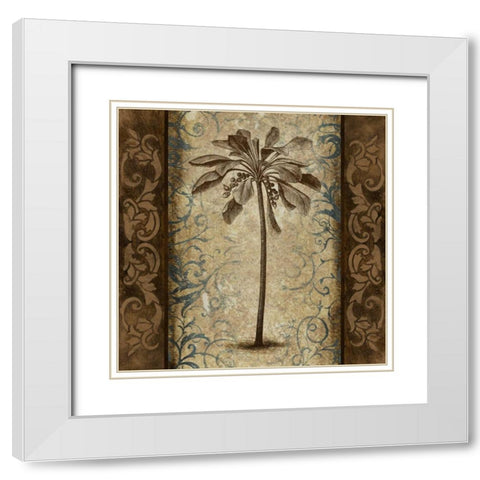 Palm Square II White Modern Wood Framed Art Print with Double Matting by Marcon, Michael