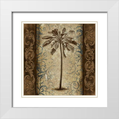 Palm Square II White Modern Wood Framed Art Print with Double Matting by Marcon, Michael