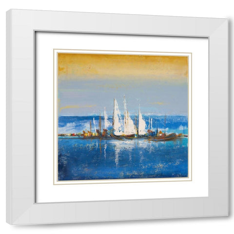 Blue Ocean II White Modern Wood Framed Art Print with Double Matting by Pinto, Patricia