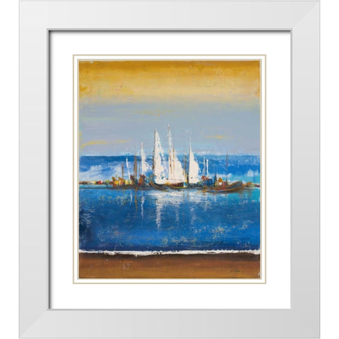 Blue Ocean II White Modern Wood Framed Art Print with Double Matting by Pinto, Patricia