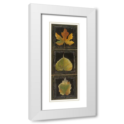Three Leaves I White Modern Wood Framed Art Print with Double Matting by Pinto, Patricia