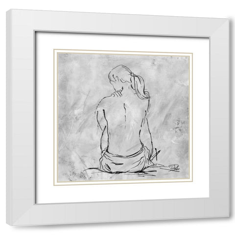 Nude Sketch II White Modern Wood Framed Art Print with Double Matting by Pinto, Patricia