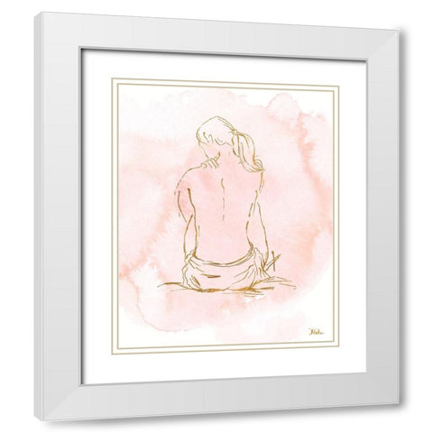 Nude on Pink II White Modern Wood Framed Art Print with Double Matting by Pinto, Patricia
