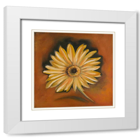 Daisy Collection I White Modern Wood Framed Art Print with Double Matting by Arenas, Nelly