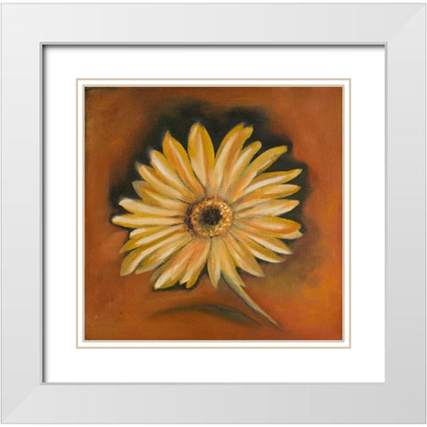 Daisy Collection I White Modern Wood Framed Art Print with Double Matting by Arenas, Nelly