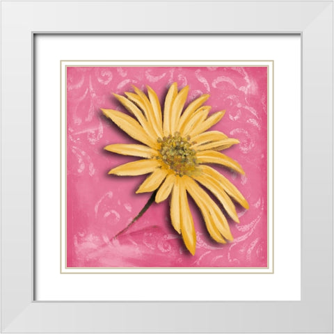 Blooming Daisy II White Modern Wood Framed Art Print with Double Matting by Pinto, Patricia