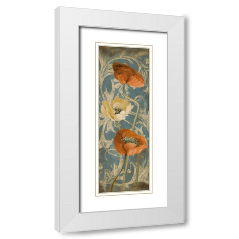 Poppies de Bleu I White Modern Wood Framed Art Print with Double Matting by Loreth, Lanie