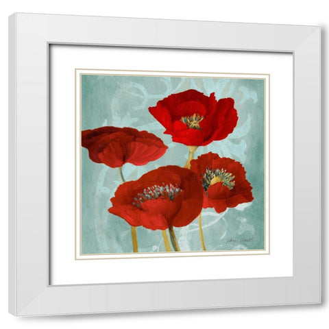 Rouge Pavots I White Modern Wood Framed Art Print with Double Matting by Loreth, Lanie