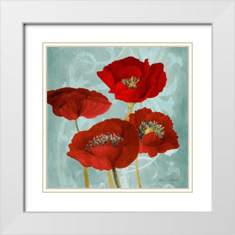 Rouge Pavots I White Modern Wood Framed Art Print with Double Matting by Loreth, Lanie