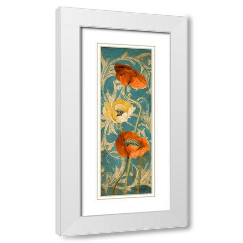 Poppies de Bleu I - enhanced White Modern Wood Framed Art Print with Double Matting by Loreth, Lanie