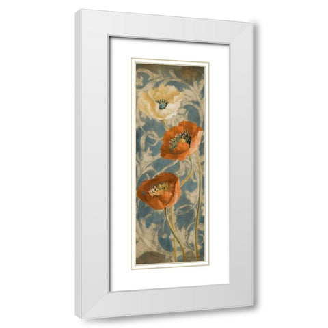 Poppies de Bleu II White Modern Wood Framed Art Print with Double Matting by Loreth, Lanie